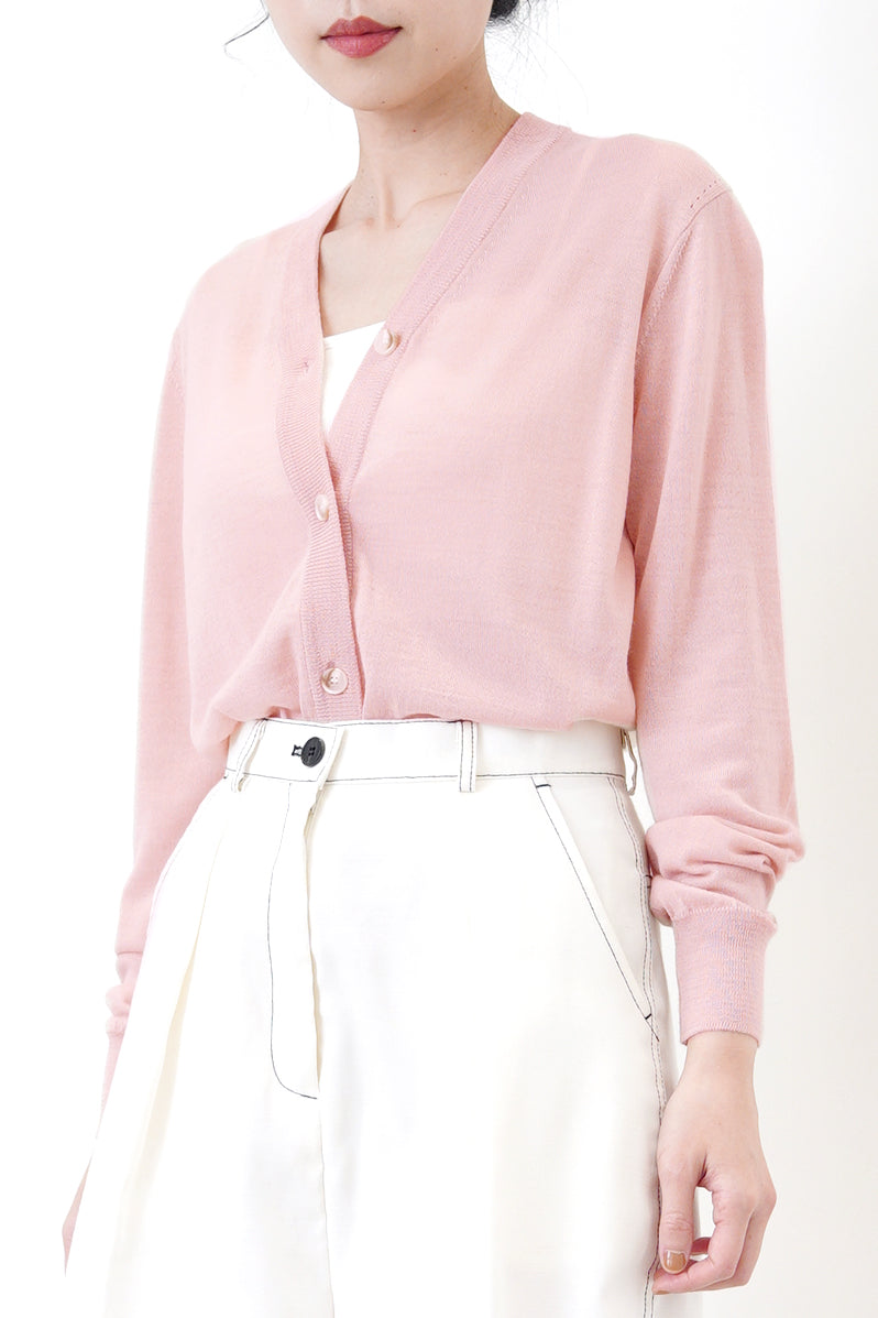 Pink patchwork thin cardigan