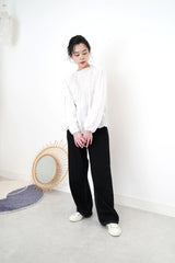 Black straight cut jeans in outline stitch