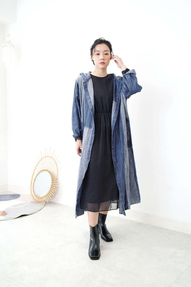 Black floral chiffon layering dress