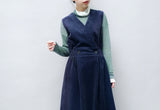 Navy corduroy dress w/ front buttons