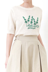 Oatmeal detail pleats skirt in side buckles
