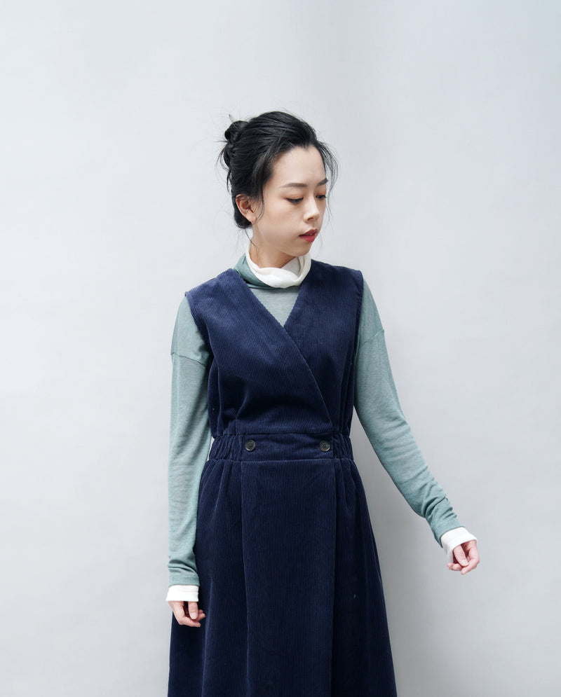 Navy corduroy dress w/ front buttons