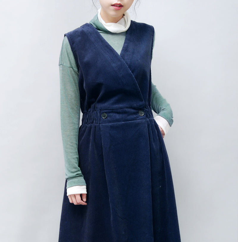 Navy corduroy dress w/ front buttons