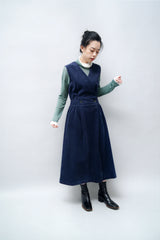 Navy corduroy dress w/ front buttons