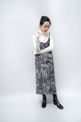 Black cami dress in marble stone print