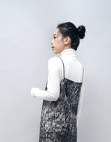 Black cami dress in marble stone print