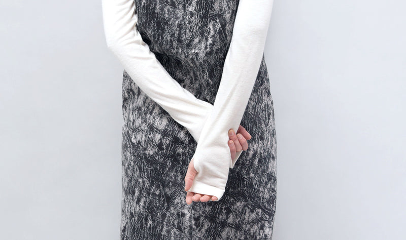 Black cami dress in marble stone print