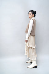 Ivory velvet ruffle skirt