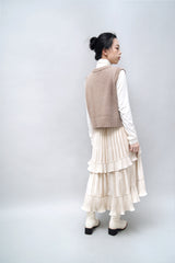 Ivory velvet ruffle skirt