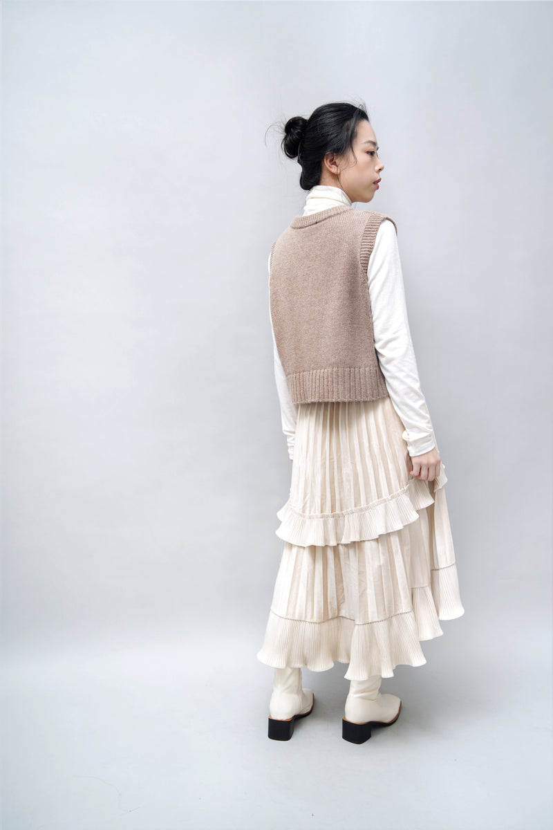 Ivory velvet ruffle skirt