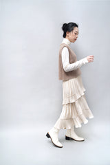 Ivory velvet ruffle skirt