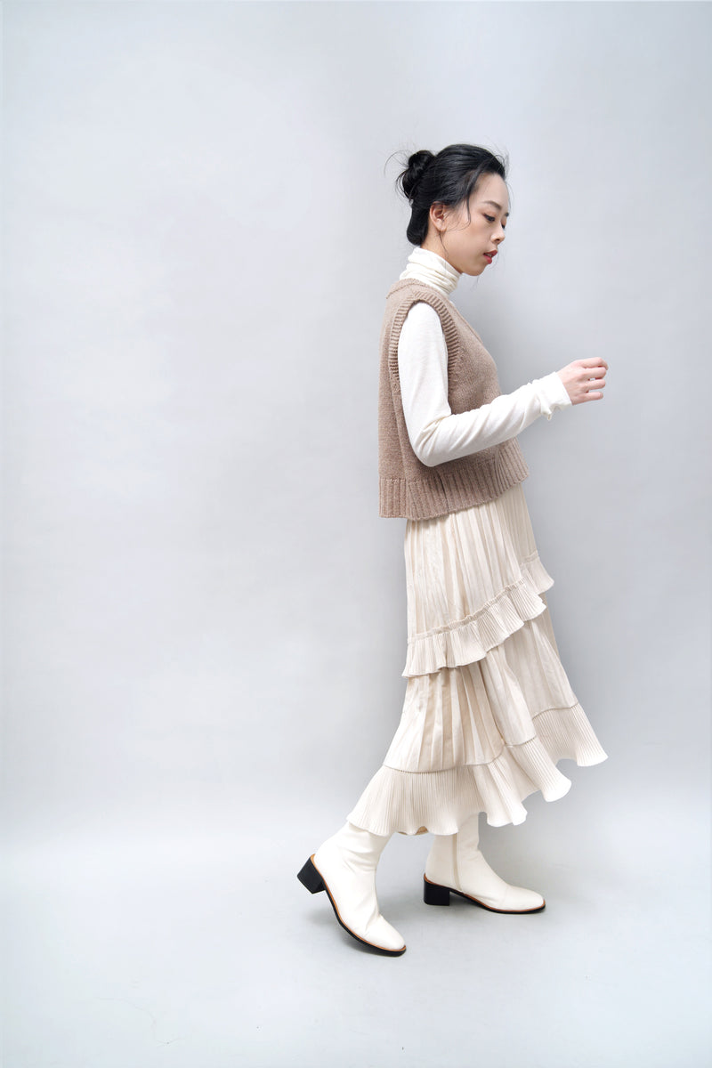 Ivory velvet ruffle skirt