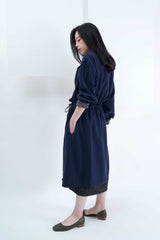 Navy coat w/ waist drawstring