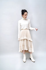 Ivory velvet ruffle skirt
