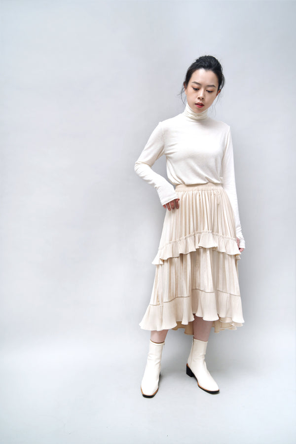 Ivory velvet ruffle skirt