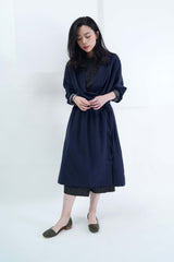 Navy coat w/ waist drawstring