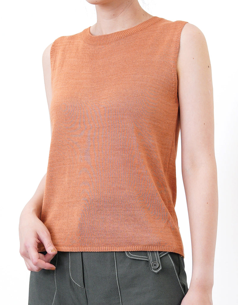 Orange linen knit vest