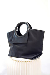 Black shopper bag w/ round handles