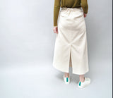Ivory corduroy skirt in elastic waist
