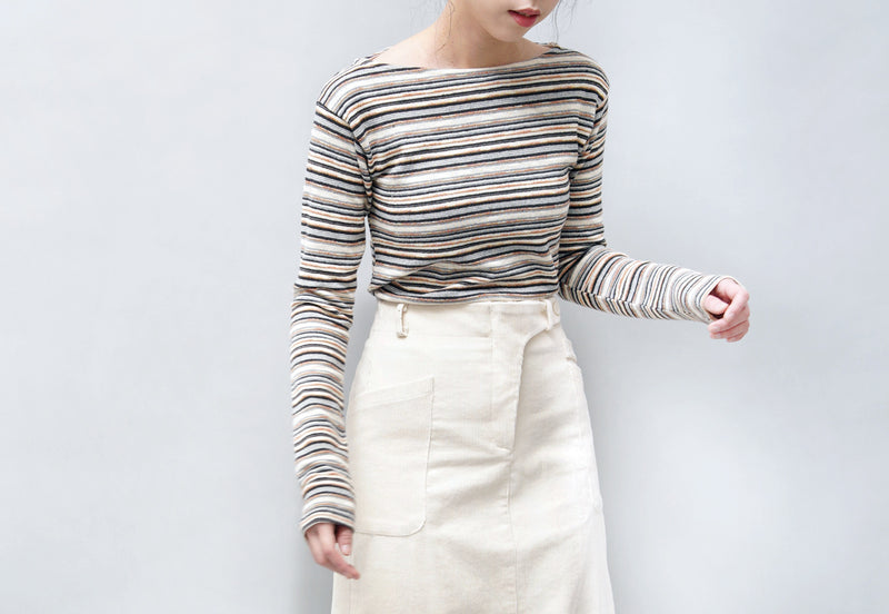 Ivory corduroy skirt in elastic waist