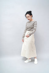 Ivory corduroy skirt in elastic waist