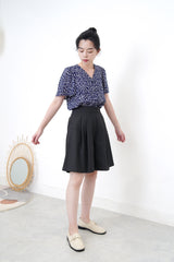 Navy floral blouse in frill sleeves