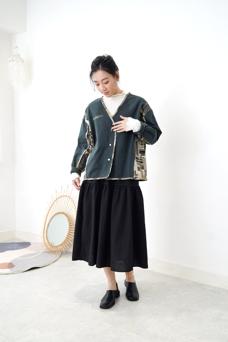 Green patchwork print jacket