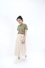 Dark olive green top w/ string hem