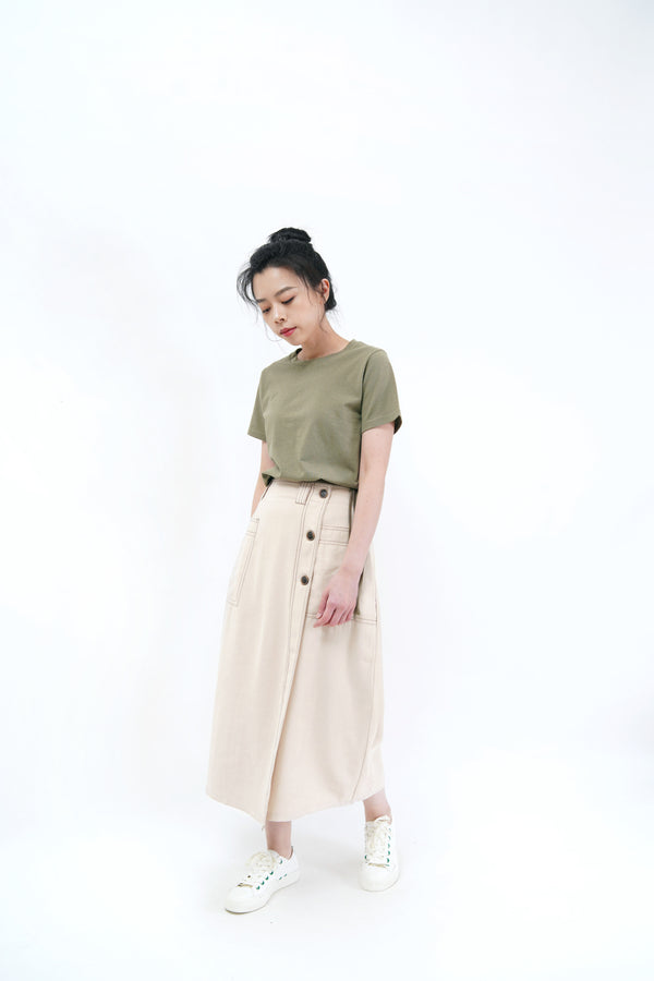 Dark olive green top w/ string hem