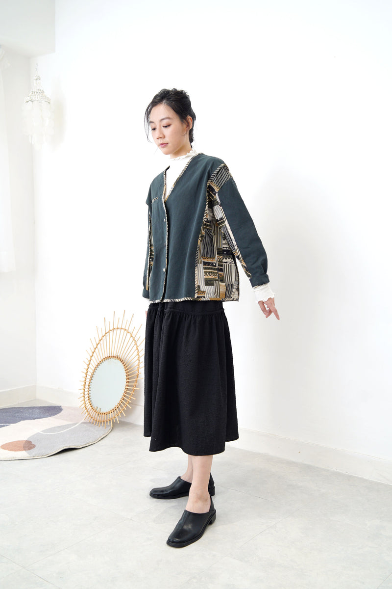 Green patchwork print jacket