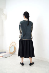 Green patchwork print jacket