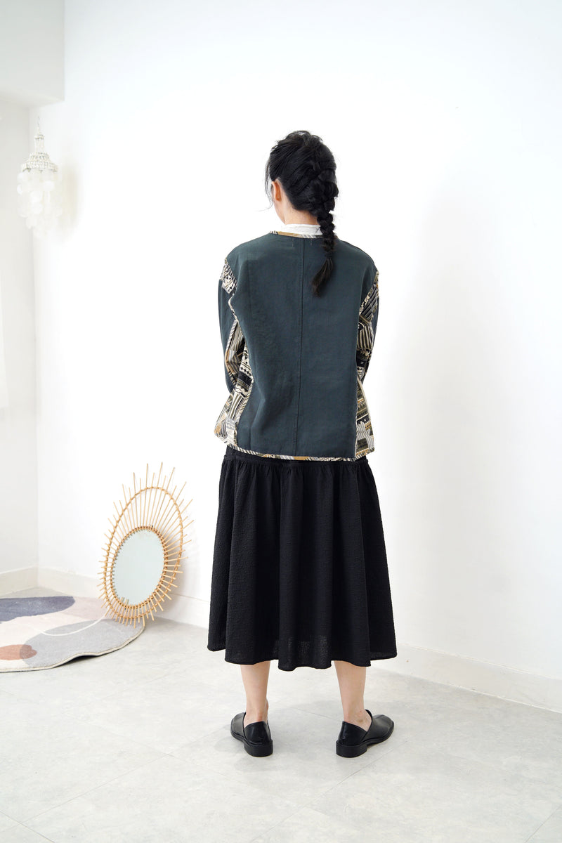 Green patchwork print jacket