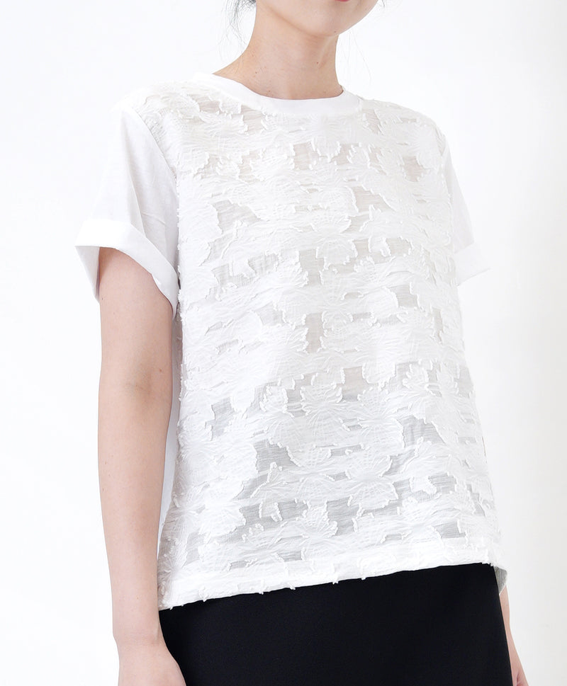 White top in sheer flower pattern