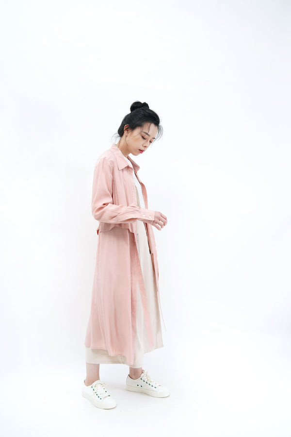 Pink 3 ways shirt dress w/ detail layering