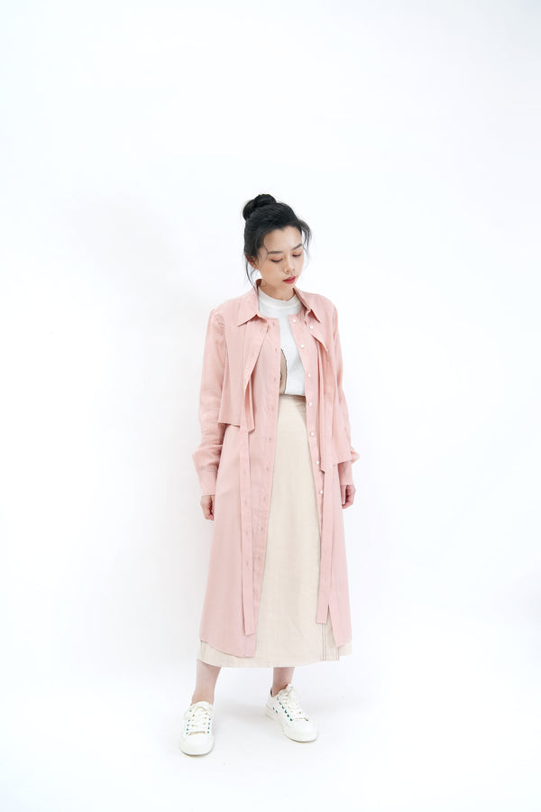 Pink 3 ways shirt dress w/ detail layering