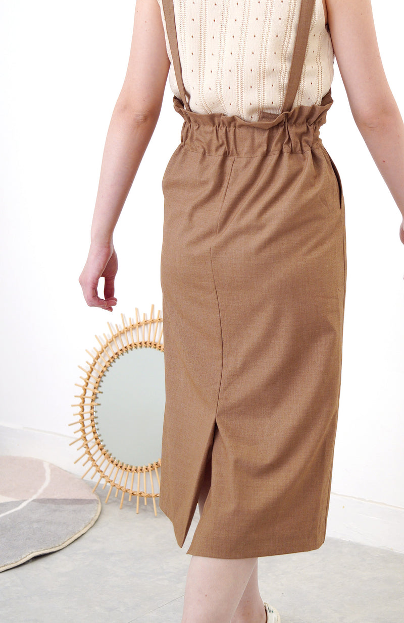 Brown cami dress w/ elastic waist back