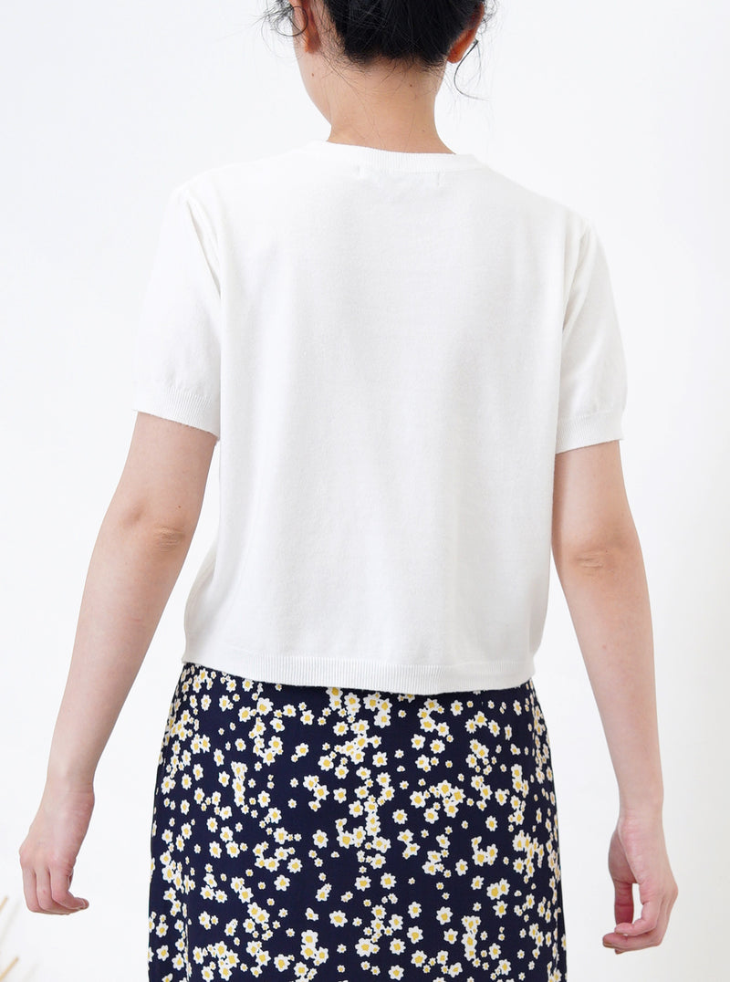 White minimal soft knit top