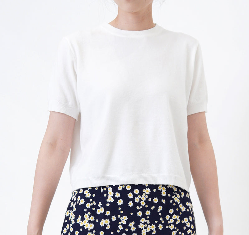 White minimal soft knit top