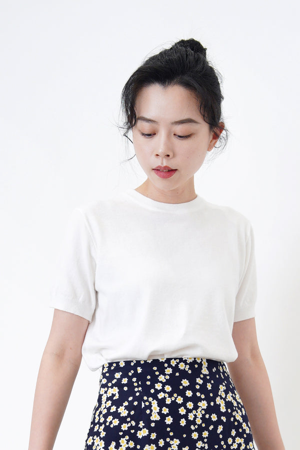 White minimal soft knit top