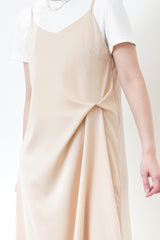 Nude smooth cami dress w/ pleats detail