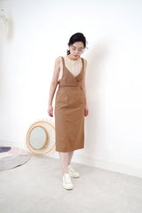 Brown cami dress w/ elastic waist back