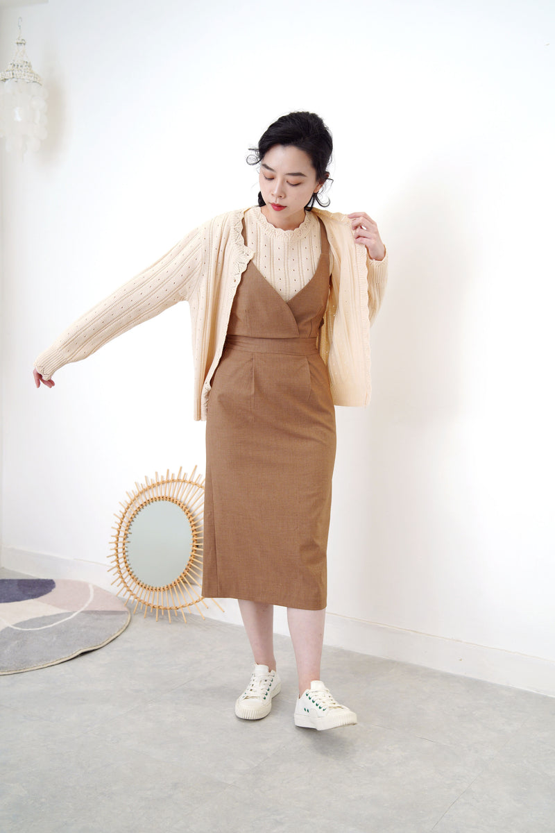 Brown cami dress w/ elastic waist back