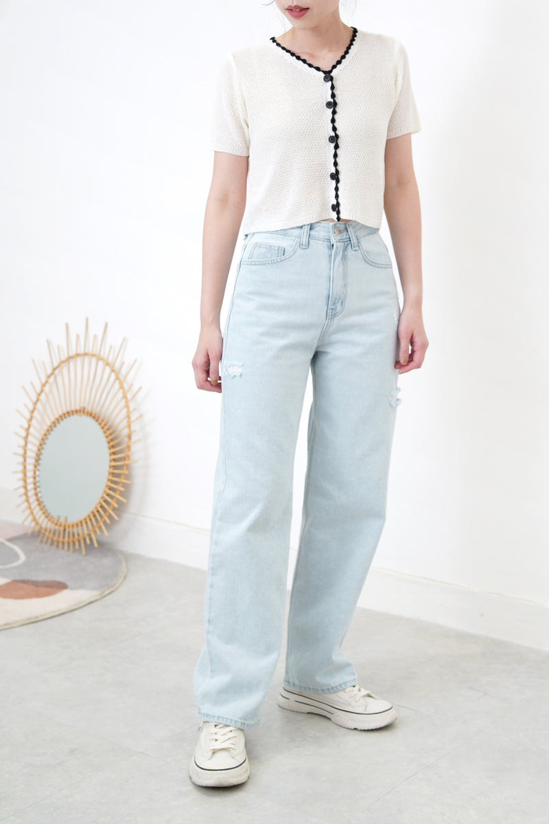 light blue straight cut summer jeans