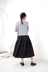 Black texture skirt in A line cutting