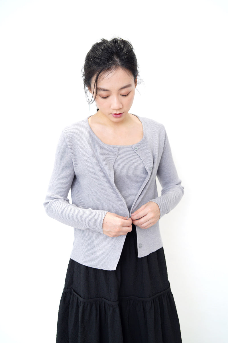 Grey cami top with cardigan in set