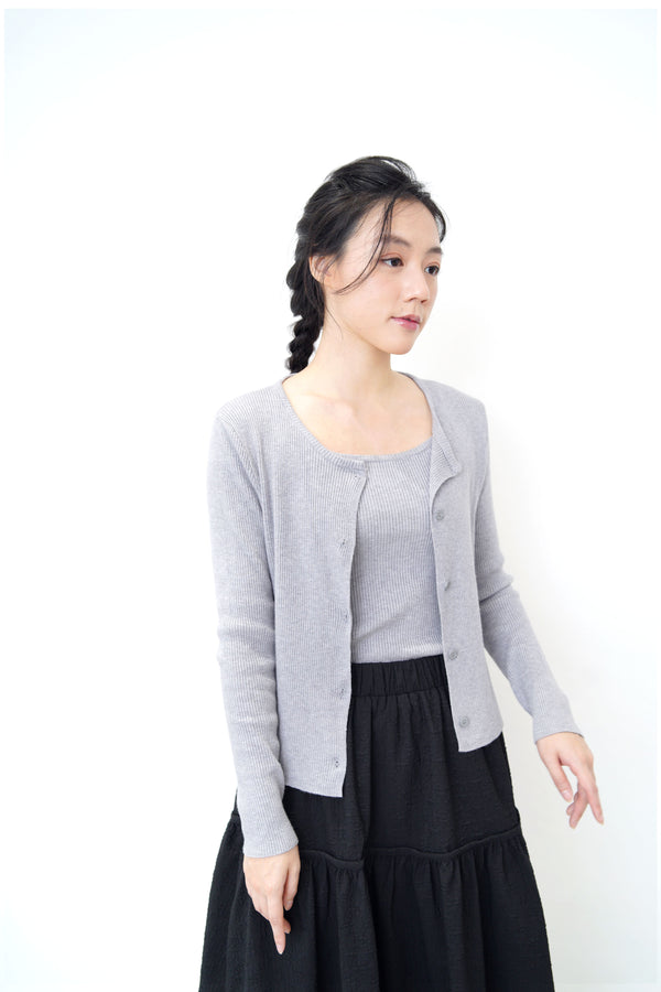 Grey cami top with cardigan in set