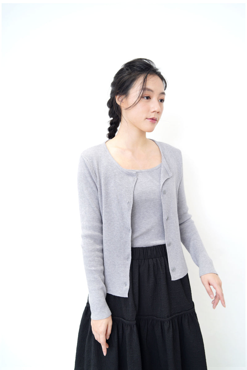 Grey cami top with cardigan in set