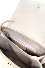 Grey leather cross body bag in thin strap