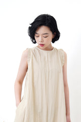 Sand vest dress in gather fringe details