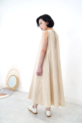 Sand vest dress in gather fringe details